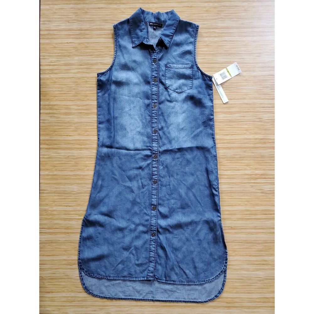 SEQUIN HEARTS Girls Sleeveless Shirt Dress Denim-Colored Lightweight Size 14 NWT